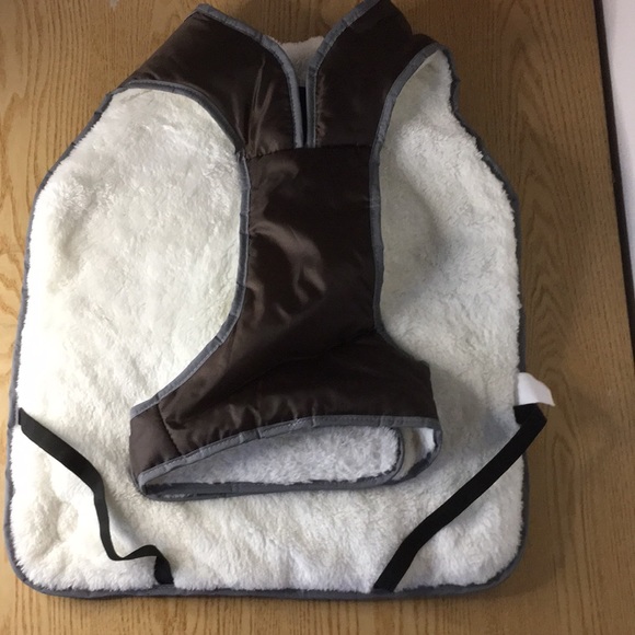 New Doggie Fleece Jacket Faux Collar Velcro Waist Closure Brown Medium 19”-16.5” - Picture 4 of 8